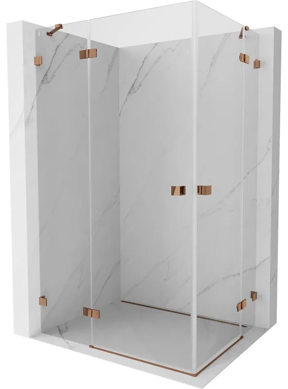 Mexen Lunar Duo, výklopný sprchový kút 110 x 85 cm, 8mm číre sklo, profil ružové zlato, 834-110L-085P-60-00