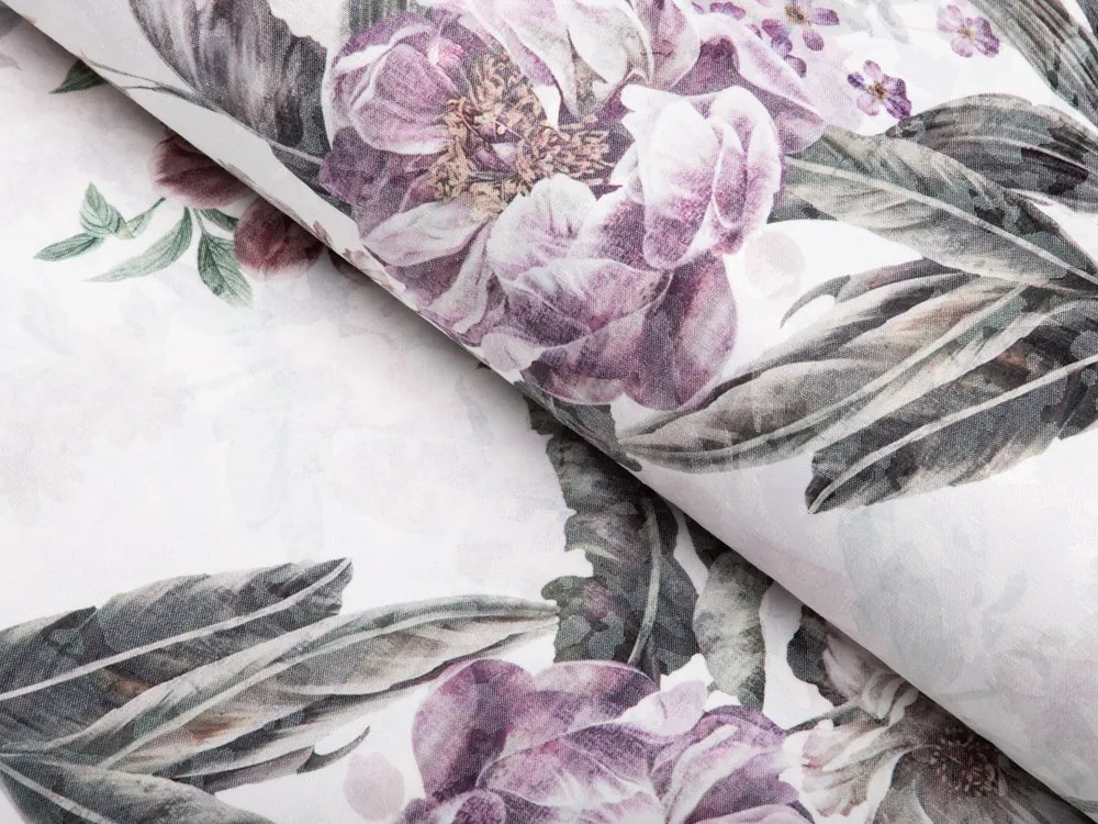 Biante Dekoračný oválny obrus BM-009 Veľké fialové kvety 140x220 cm