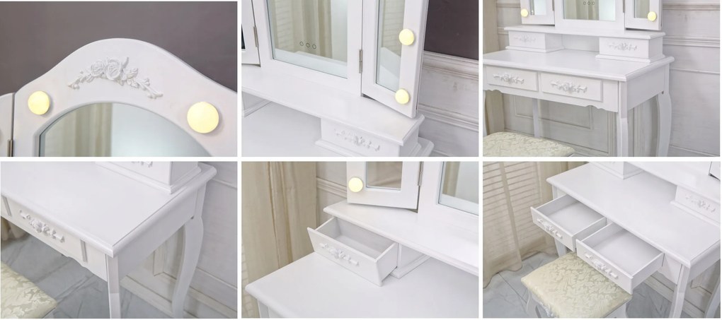 JAKS LED TOALETNÝ STOLÍK, TL14 BIELA