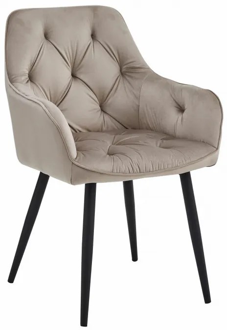Jedálenská stolička JORK zamatová, tmavobéžová (čierne nohy)
