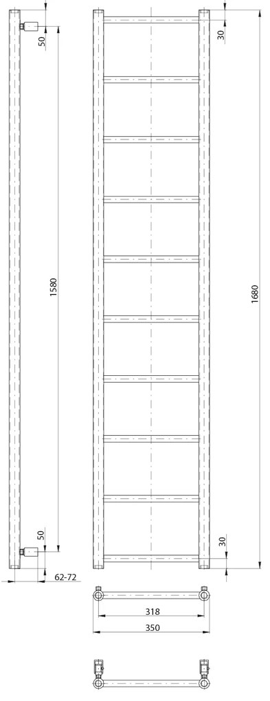 Sapho Sapho, DINA vykurovacie teleso 350x1680mm, biela, IR378TW