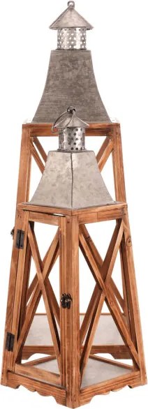 Set dvoch drevených lampášov hnedý DA207 (2 ks)