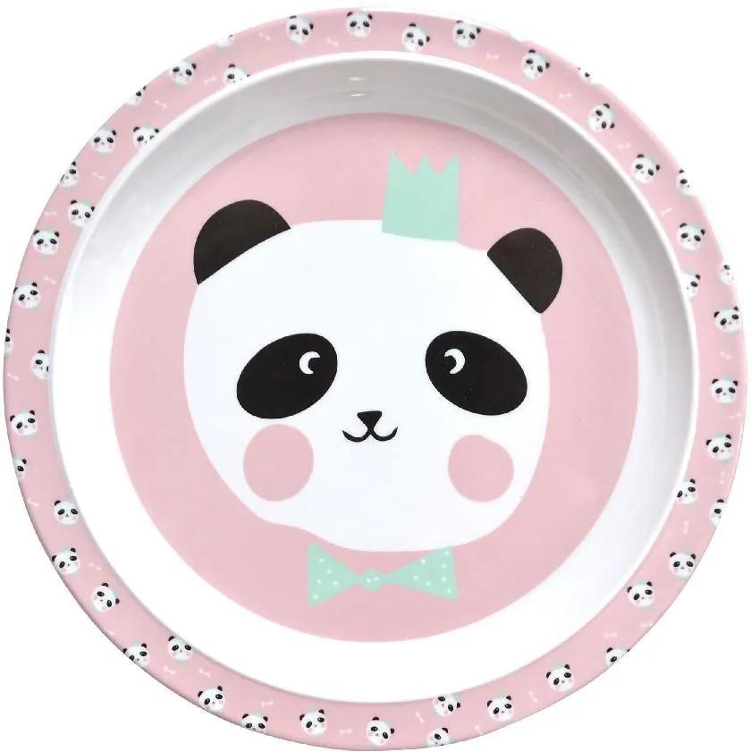 EEF lillemor Detský melaminový tanierik King Pink Panda