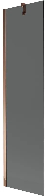Mexen Next, vaňová zástena 1-krídlová 50 x 150 cm, fixné krídlo, 6 mm šedé sklo, ružové zlato profil, 895-050-000-00-40-60