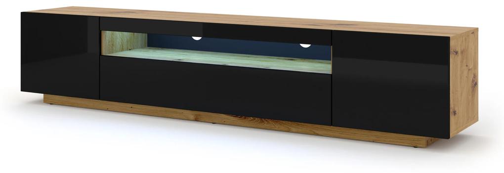 TV stolík/skrinka Aurora 200 (dub artisan + čierna). Vlastná spoľahlivá doprava až k Vám domov. 1057701