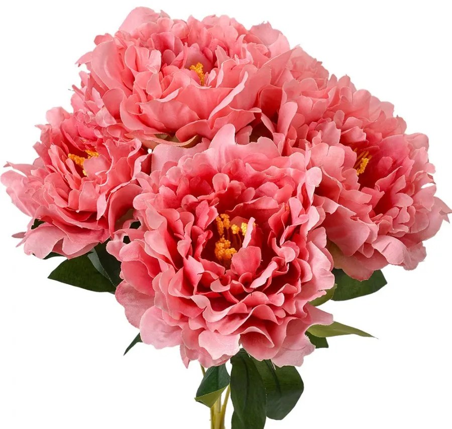 Dekorácia umelá kvetina pivonka s ružovými kvetmi - 18*13*40 cm