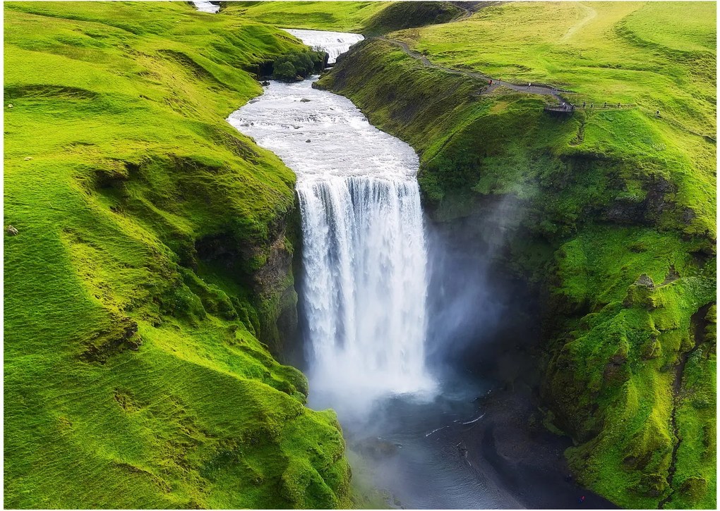 Sklenený obraz - Vodopád Skogafoss (70x50 cm)
