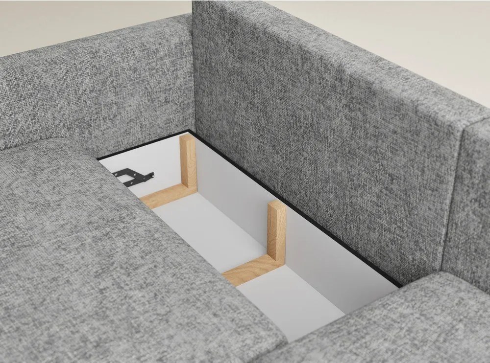 Sivá ženilková rozkladacia/s úložným priestorom rohová pohovka (pravý roh/s leňoškou) Leon – Maison de Rêve