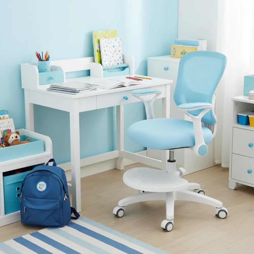 Detská rastúca stolička Neoseat JUNI 007 — látka, prateľný poťah, modrá