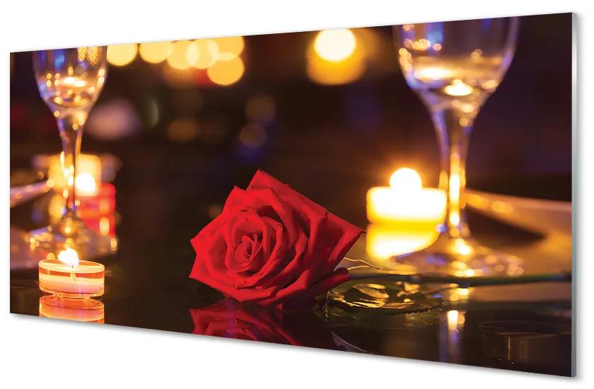 Nástenný panel  Rose sviečka okuliare 100x50 cm