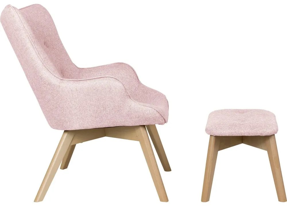 Svetloružové kreslo s podnožkou Niko – Ropez