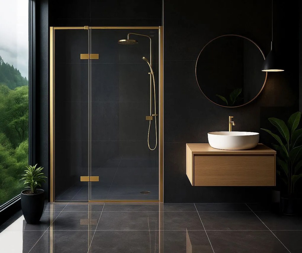 Rea Atlas, sprchové dvere 80x200cm, pravý variant, 6mm číre sklo, zlatý matný profil, KPL-K4672