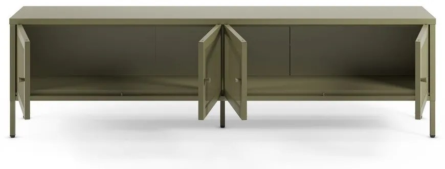 Zelený kovový TV stolík 160x50x35 cm Fayna – Marckeric