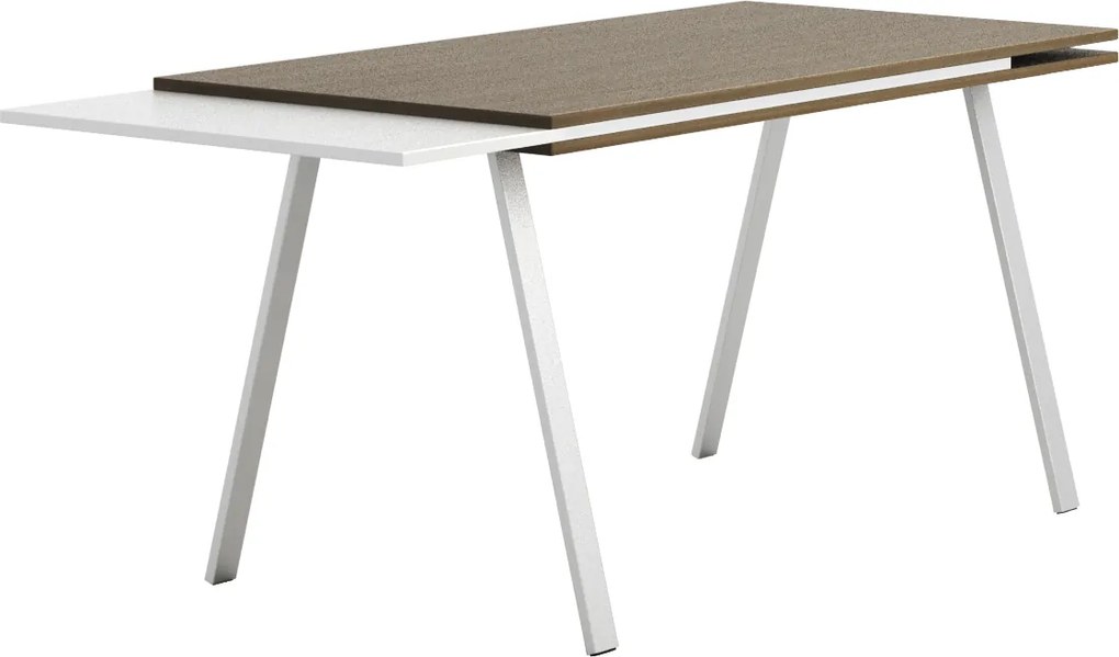 Pracovný stôl kratší Wood BOARDS, dub tmavý dub tmavý / biela 1400 750 750 rovný BOARDS