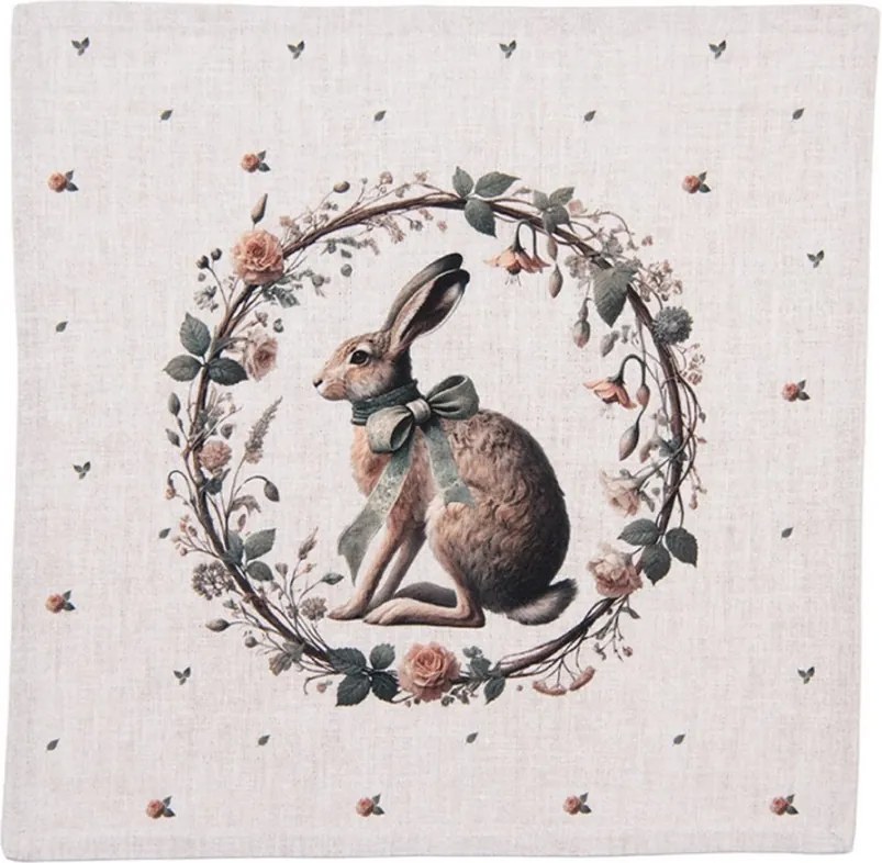 6ks bavlnená servítka so zajacom Natural Linen Easter - 40*40 cm