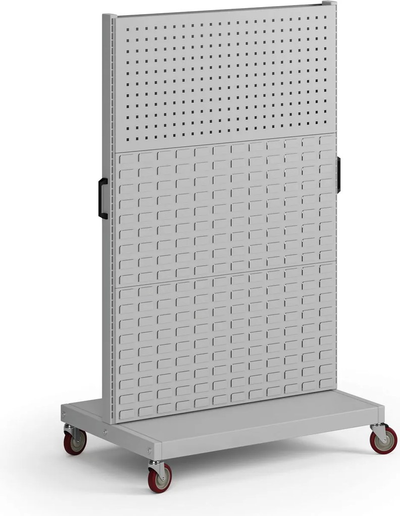 Mobilný stojan, 2x panel na náradie, 4x panel na boxy, 960 x 640 x 1605 mm