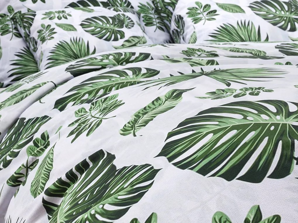 Flanelové obliečky GREEN LEAVES biele Rozmer obliečky: 70 x 90 cm | 140 x 200 cm