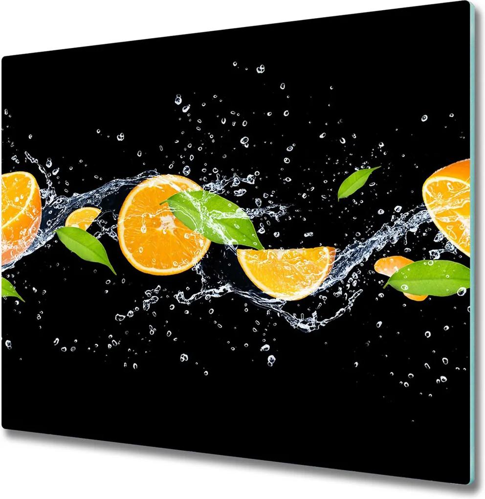Sklenená doska na krájanie  Pomaranče a voda