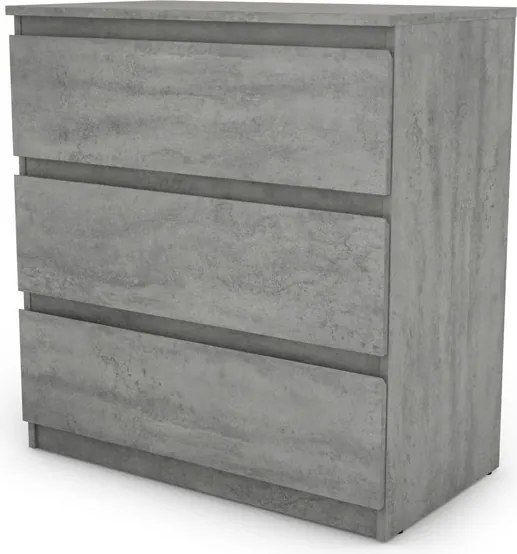 Zásuvková komoda Carlos 753S, šedý beton, výška 80 cm