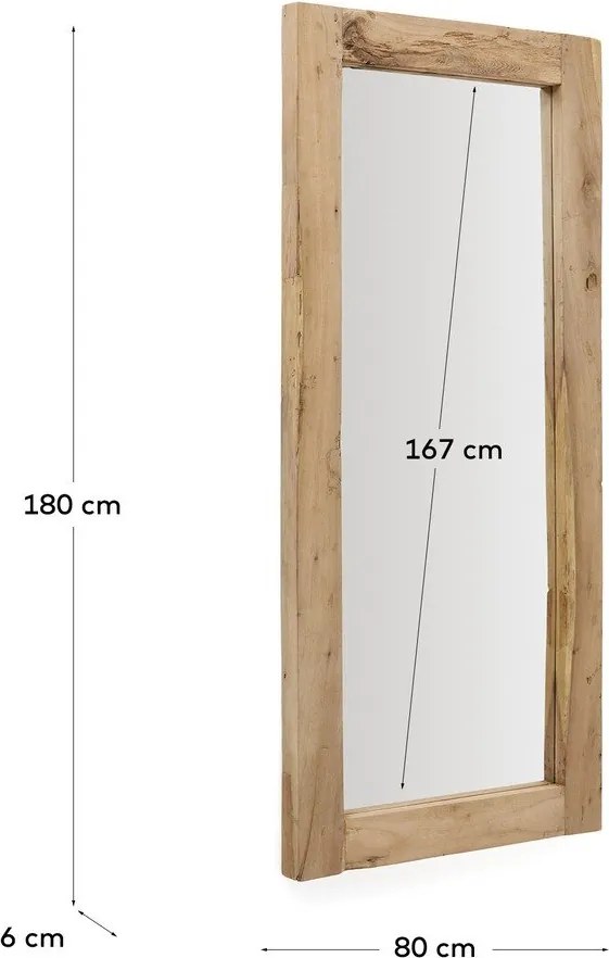 Nástenné zrkadlo s dreveným rámom 80x180 cm Maden – Kave Home