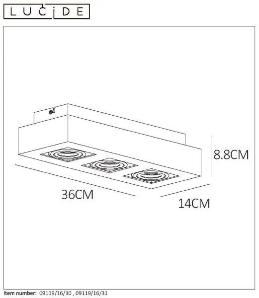LUCIDE 09119/16/30 XIRAX stropné bodové stmievateľné svietidlo 3xGU10/5W LED čierna