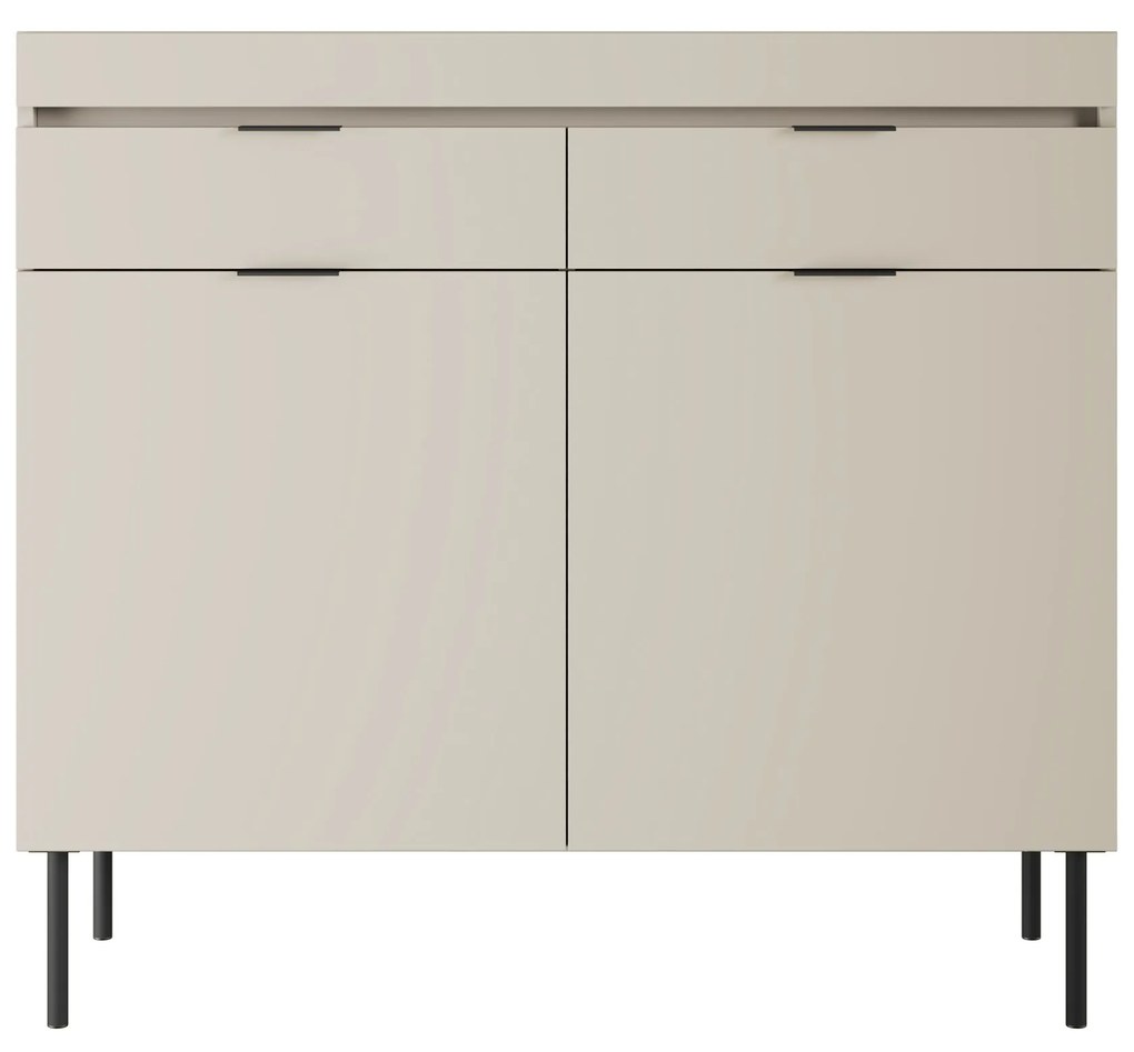 Komoda Sentia 105 cm s 2 zásuvkami - kašmírová / čierna