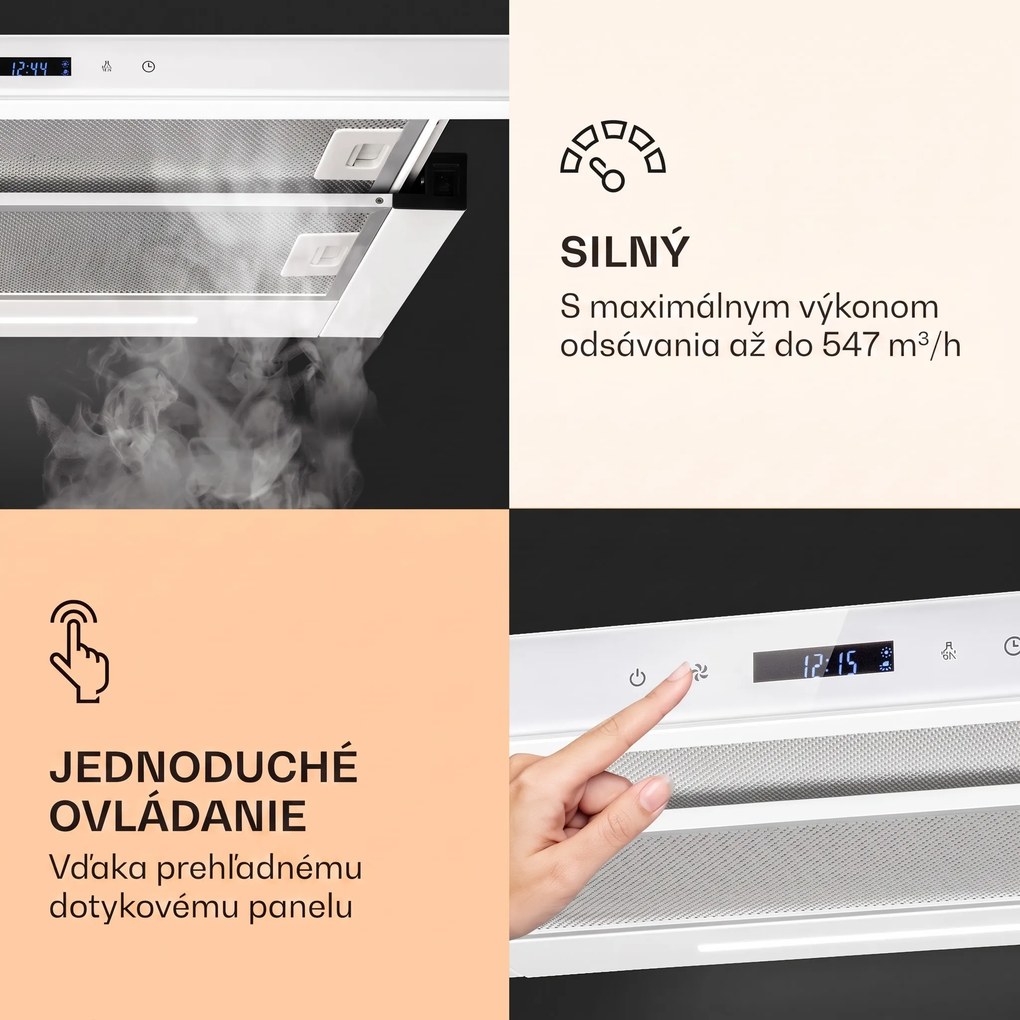Klarstein Mariana Neo 60, plochý digestor, 60 cm, 640 m³/h, odsávanie vzduchu, LED