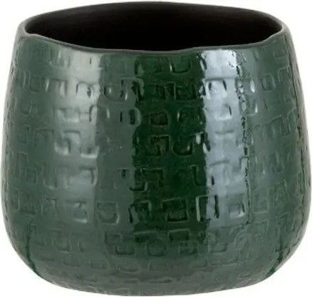 Tmavo zelený vzorovaný obal na kvetináč Seraphine S - Ø16 * 14 cm