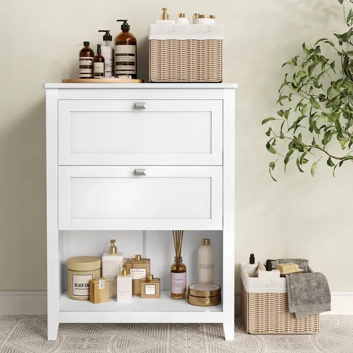 Autronic BONTEC Kúpeľňová skrinka 60x30x80cm, mdf, biela, AUK-E1054 WT Farba: Biela