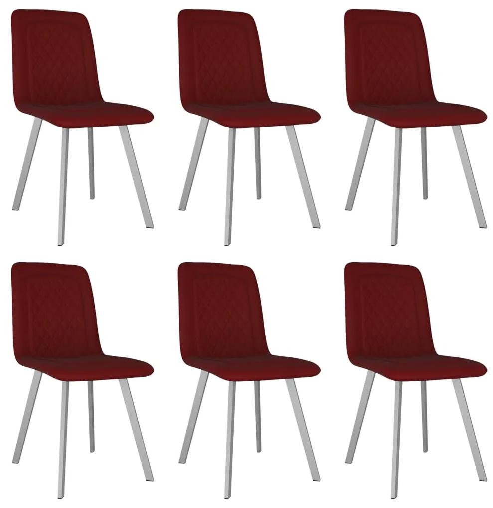 vidaXL Jedálenské stoličky 6 ks, červené, zamat