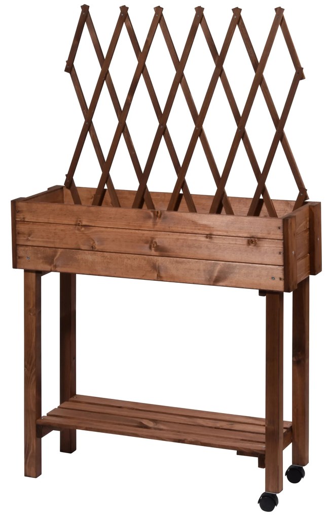 dobar Vyvýšený záhon s mriežkou, 79 x 28,5 x 130 cm (hnedá) (100371497)