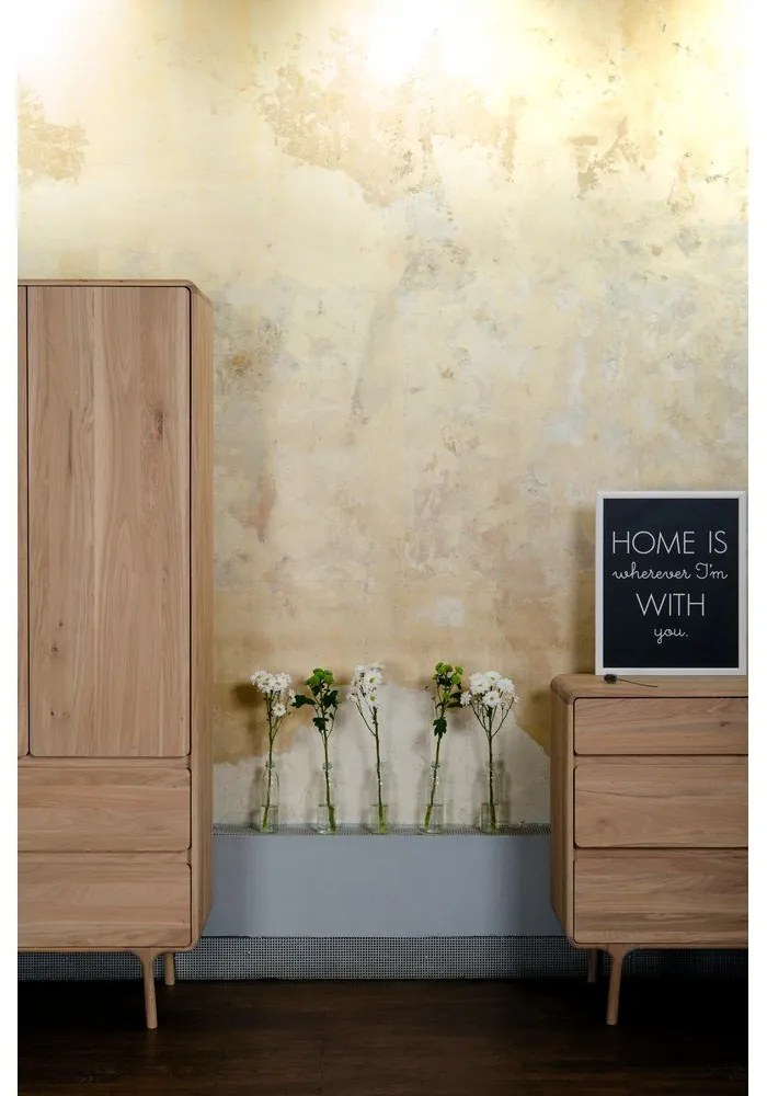 Šatníková skriňa z masívneho dubového dreva s 2 zásuvkami Gazzda Fawn