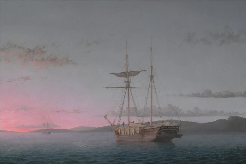 Obraz - Fitz Henry Lane, Lumber Schooners at Evening on Penobscot Bay, reprodukcia (90x60 cm)