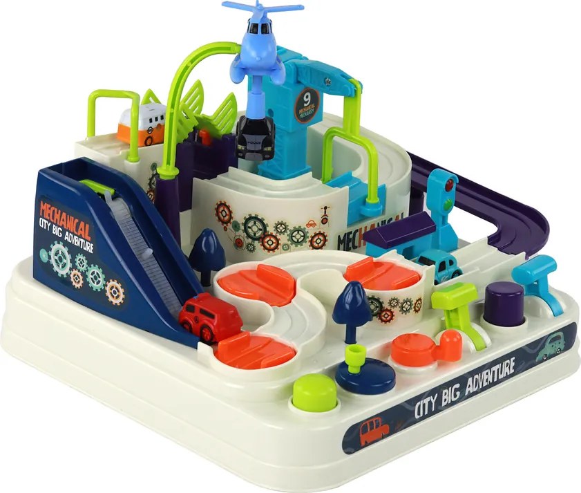 LEAN Toys Interaktívna prekážková dráha pre autíčka farebná
