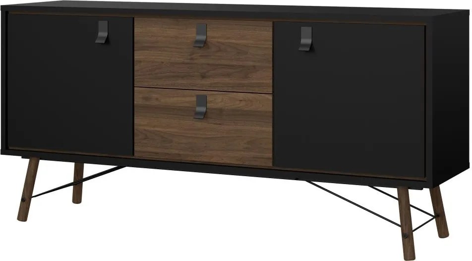 Komoda Rainy 150 cm čierna/orech tmavý