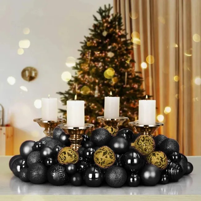 Vianočné gule KL-21X04 čierne (100 ks)