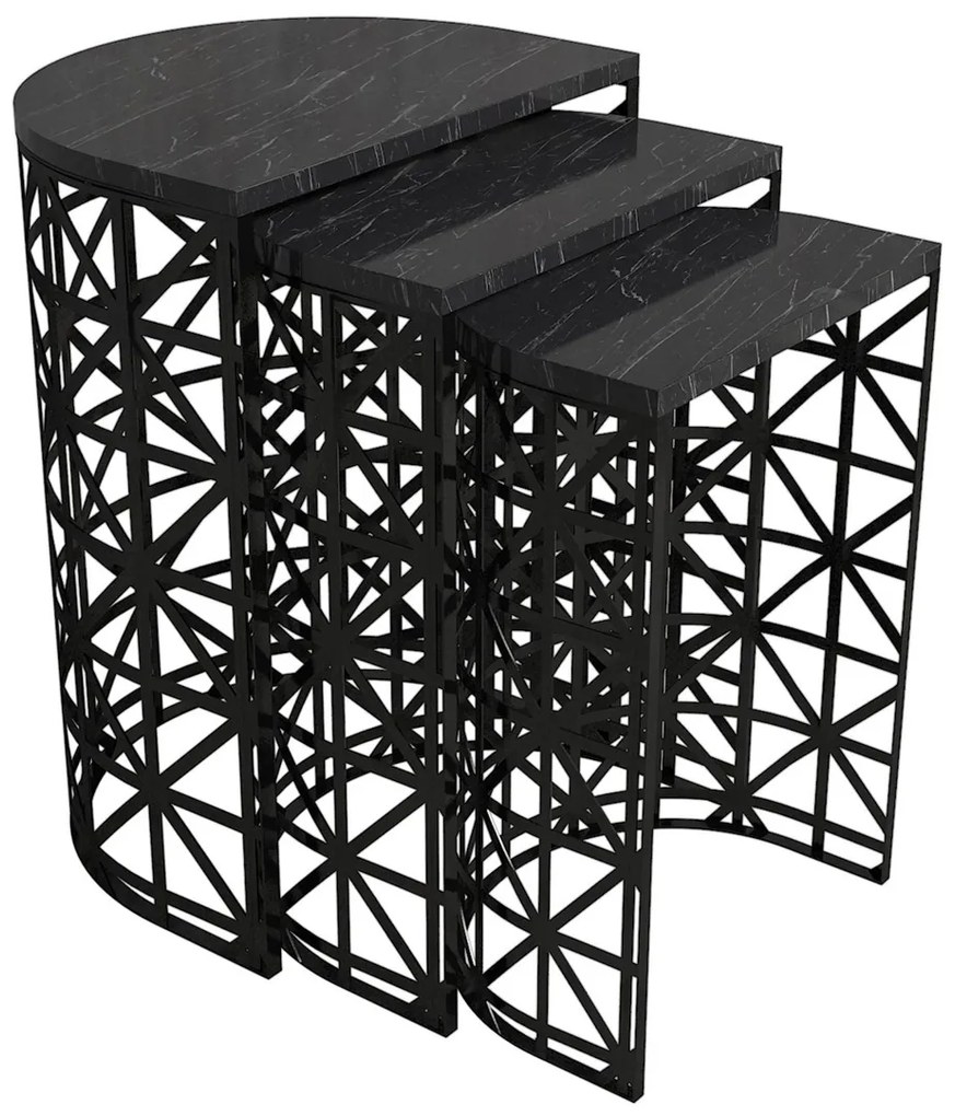 Skladací stôl Stil Black Marble, 3 ks