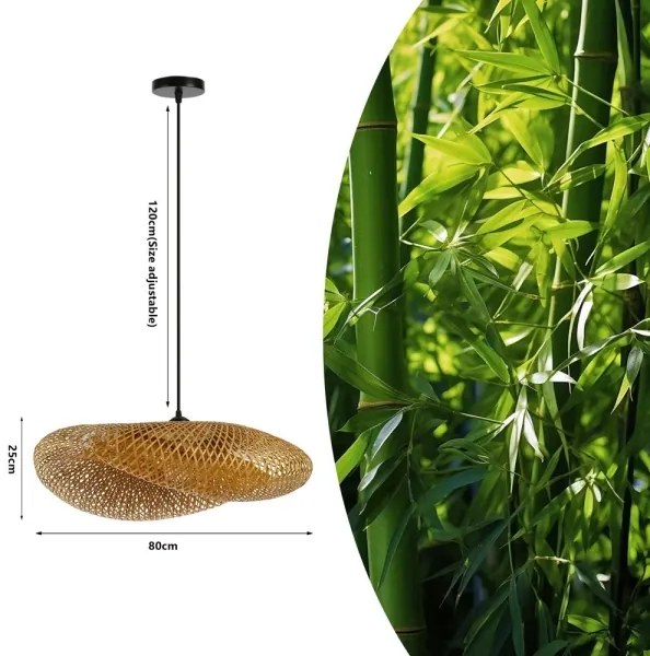 Immax 08270L - Luster na lanku HILO 1xE27/40W/230V pr. 80 cm bambus