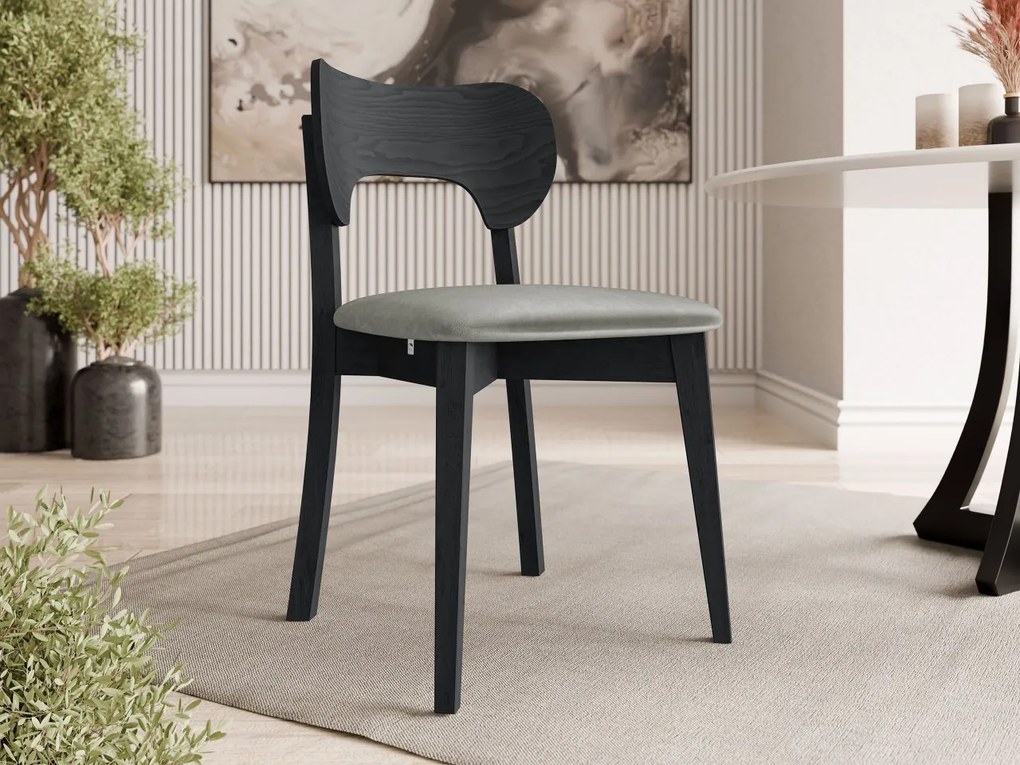 Čalúnená jedálenská stolička KT64, Dostupné poťahy: Magic Velvet 2250, Farby: czarny