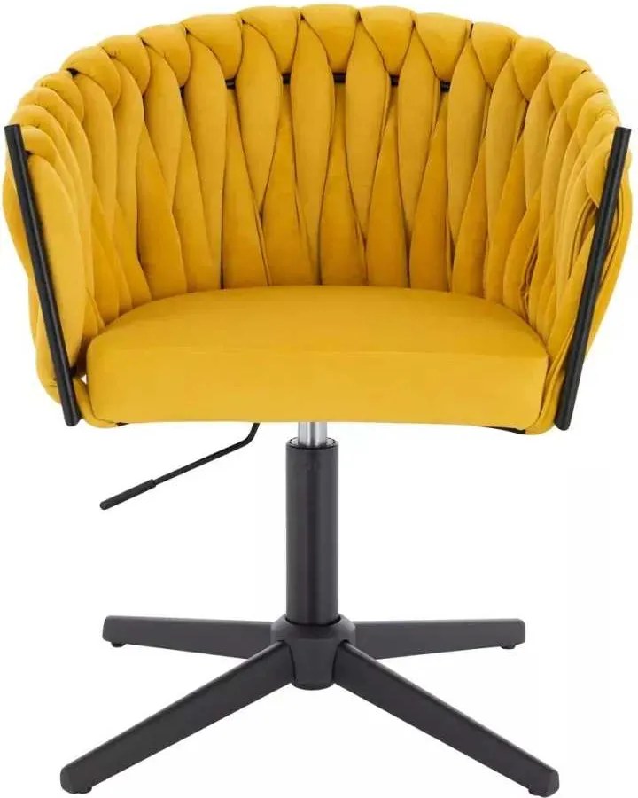 LuxuryForm DESIGN Stolička NORDEN VELUR na čiernom kríži - žltá