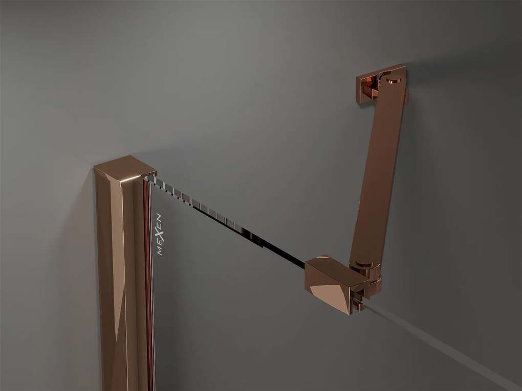 Mexen Velar Duo, sprchový kút s posuvnými dverami 80(dvere) x 80(dvere) cm, 8mm číre sklo, ružové zlato profil, 871-080-080-02-60
