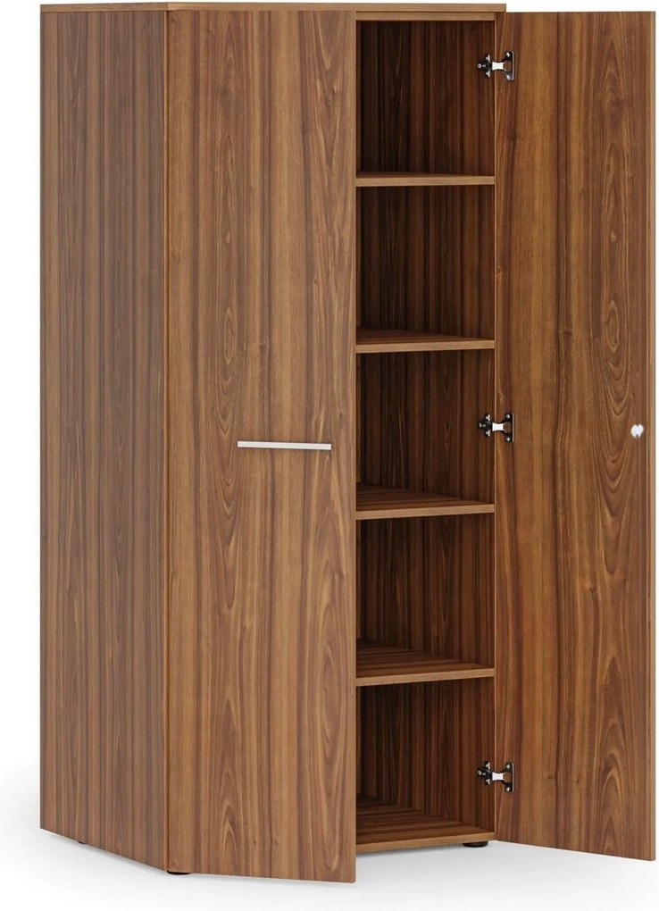 Kancelárska policová skriňa PRIMO WOOD s dverami, 1781 x 800 x 600 mm, orech