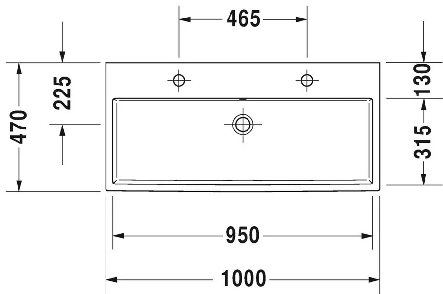 Duravit Vero Air - Umývadlo do nábytku 1000x470 mm, s prepadom, biela 2350100024