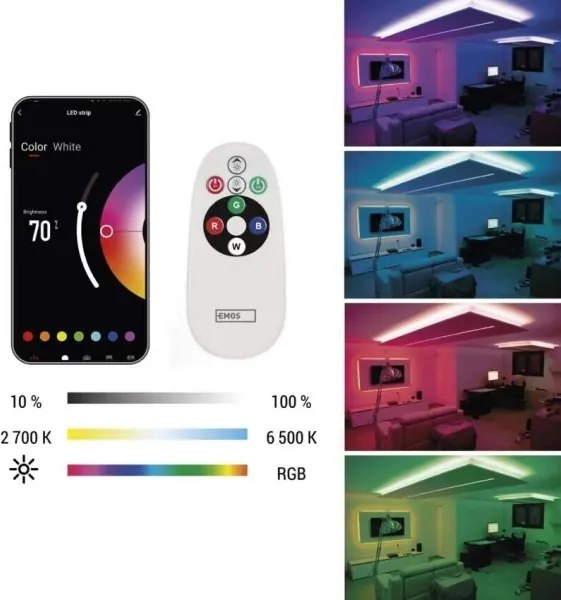 LED RGB+CCT Pásik GOSMART LED/21W/230V 5 m 2700-6500K IP44 Wi-Fi