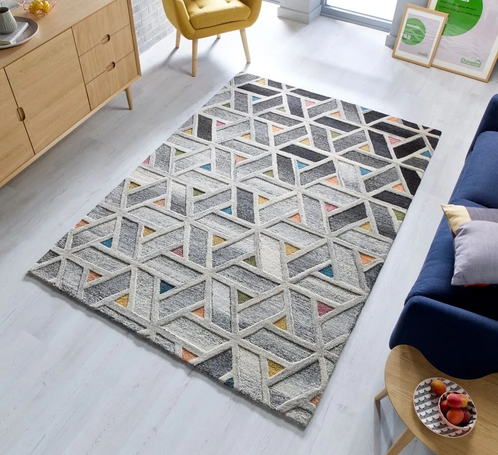 Flair Rugs koberce Kusový koberec Moda River Grey / Multi - 120x170 cm