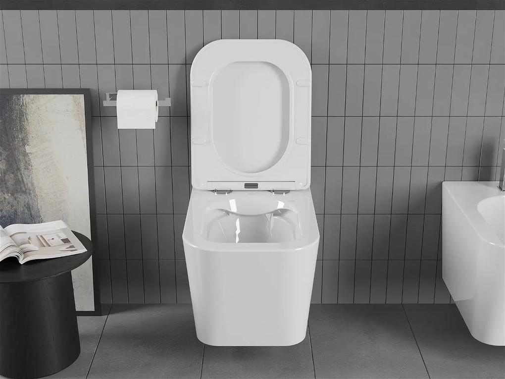 Závěsný WC set MEXEN TEO 34,5 cm s prkénkem SLIM bílý lesk