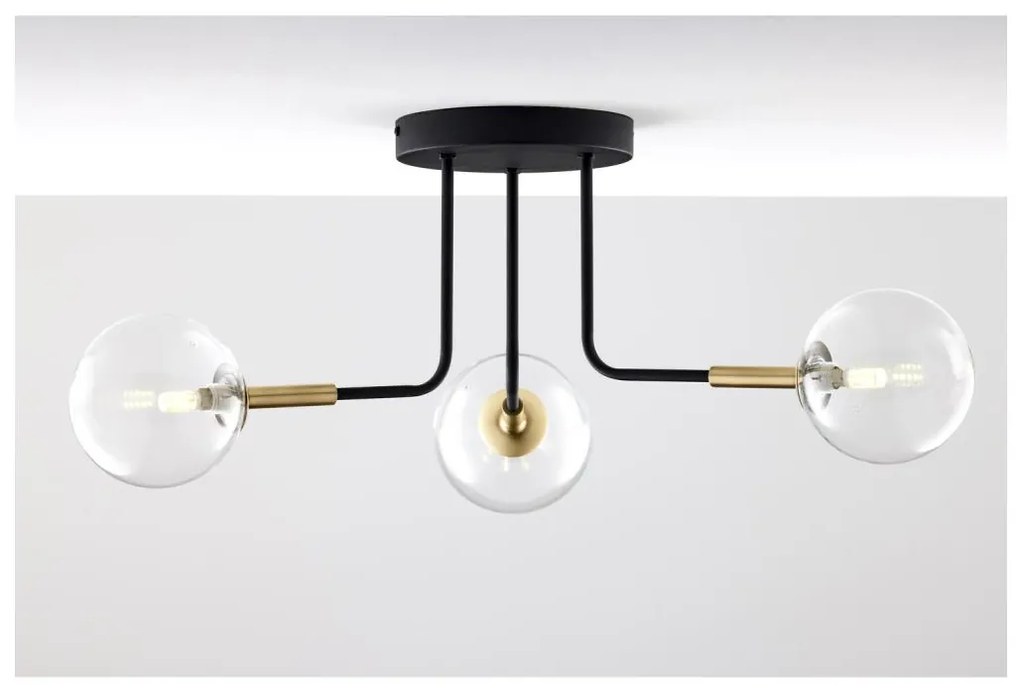 Jupiter 2039 - Luster na tyči BURANO 3xG9/10W/230V čierna/zlatá/číra