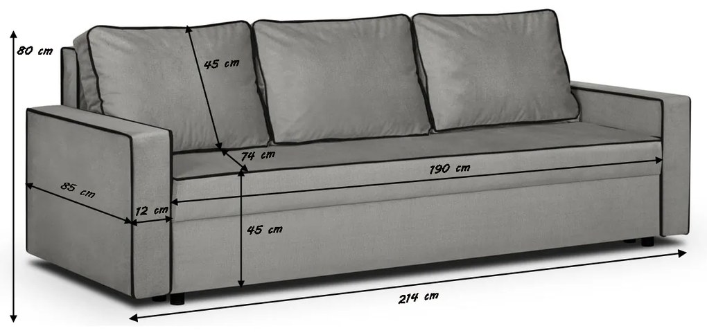 Trojmiestna pohovka s funkciou spania MIMI Hnedá/biela