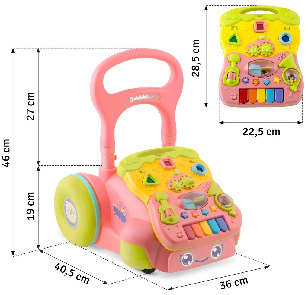 Vzdelávacie chodítko s hudbou 2v1 RK-744 Ricokids ružové