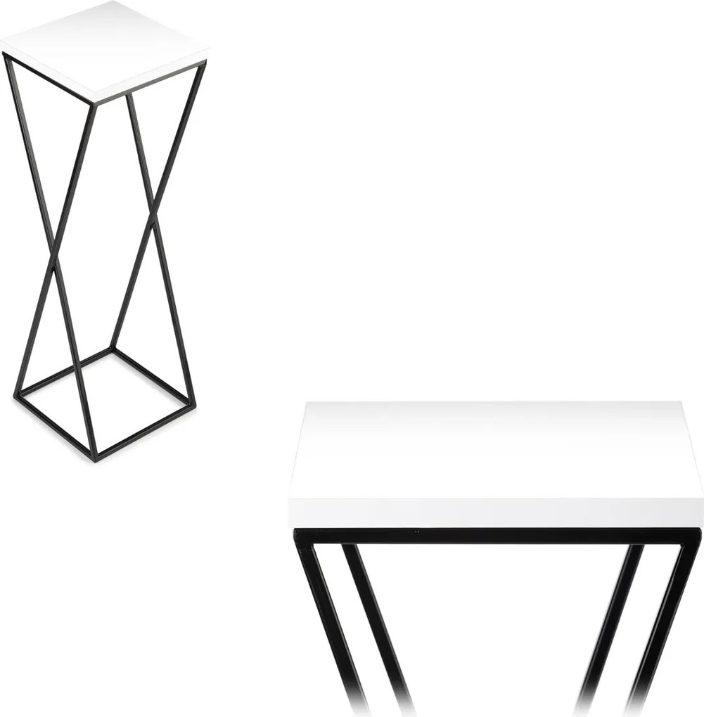 STOJAN NA KVETINÁČ LOFT6 70X24X24 CM ČIERNA/BIELA